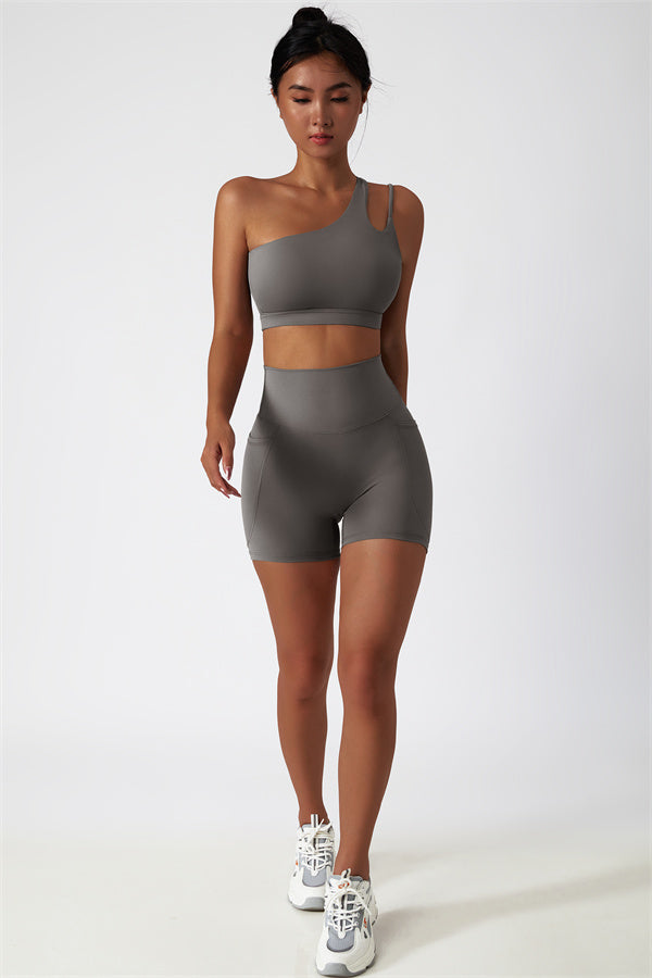 Asymmetrical One-Shoulder Sports Bra