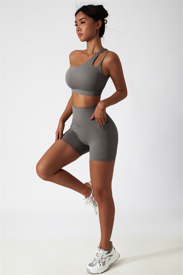 Asymmetrical One-Shoulder Sports Bra