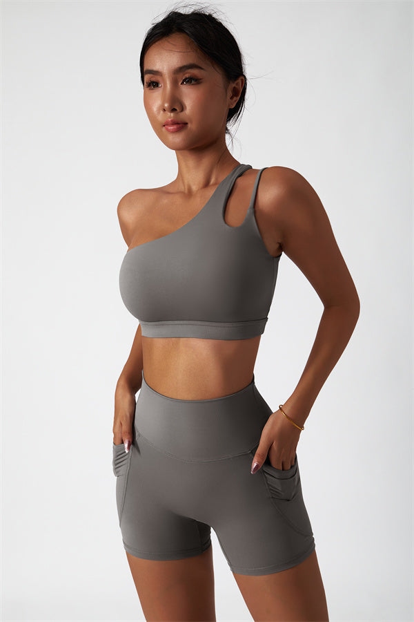 Asymmetrical One-Shoulder Sports Bra