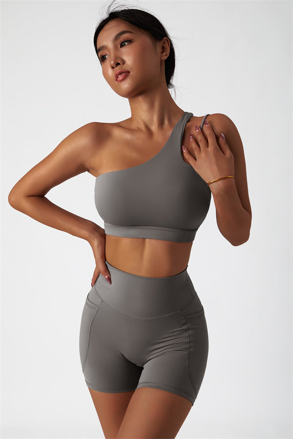 Asymmetrical One-Shoulder Sports Bra
