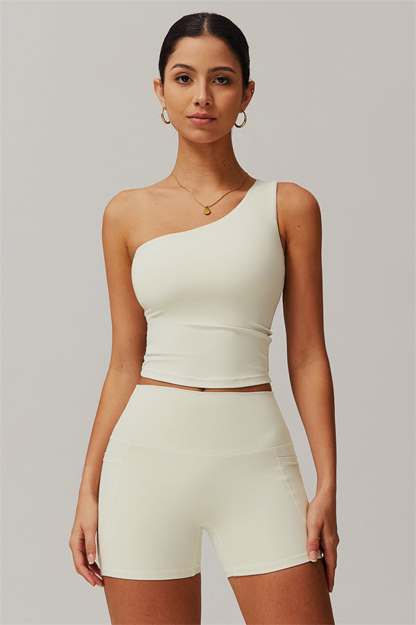 One-Shoulder Crop Top & Shorts Set