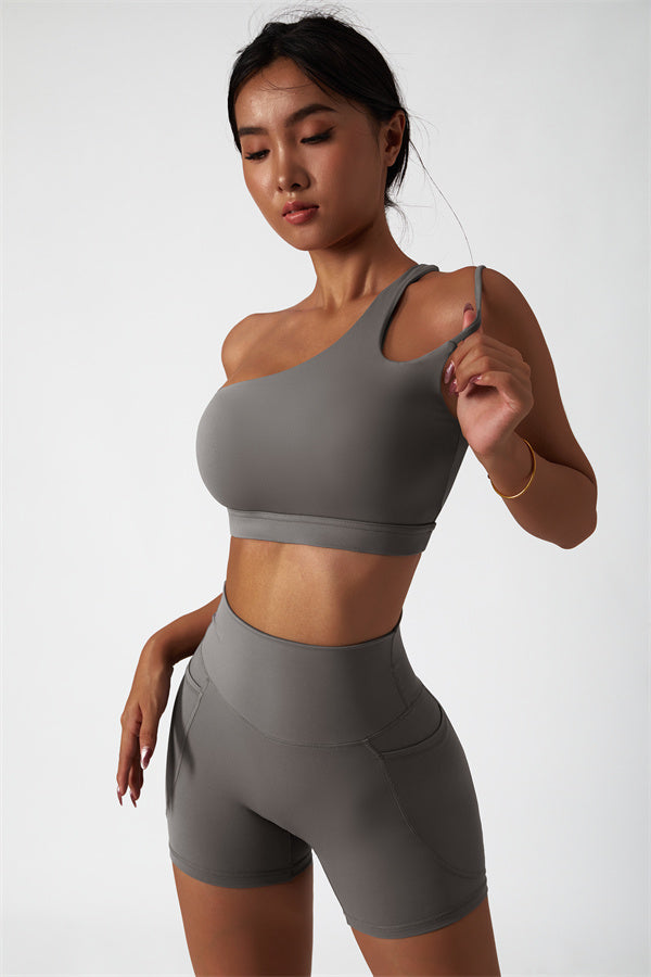 Asymmetrical One-Shoulder Sports Bra