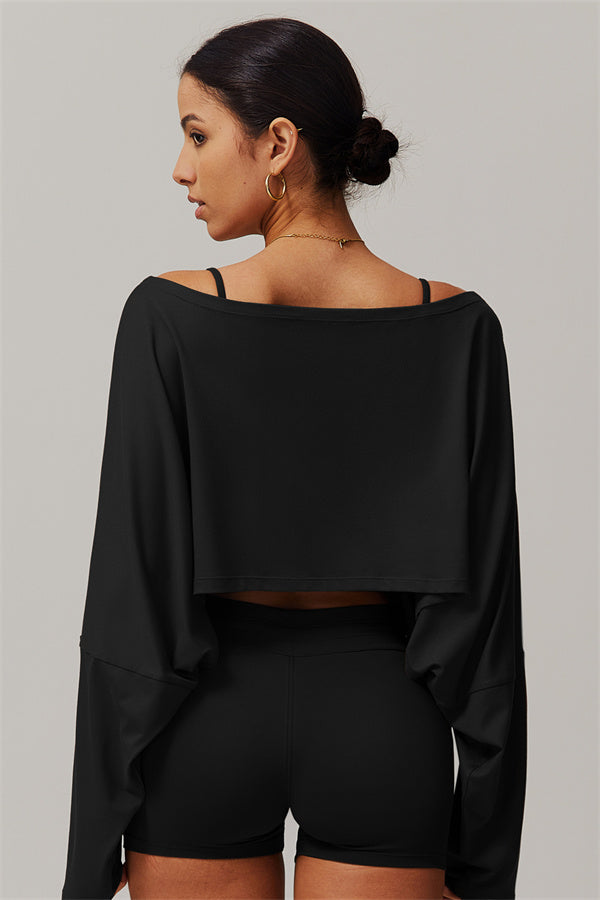 Asymmetrical Off-Shoulder Cropped Pullover
