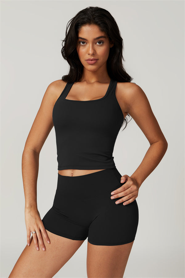 Square Neck Performance Crop Top