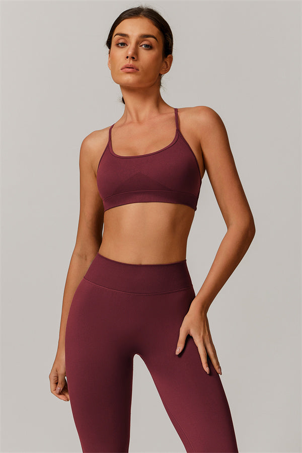 Seamless Cross-Back Sports Bra & Sculpt Legging Set