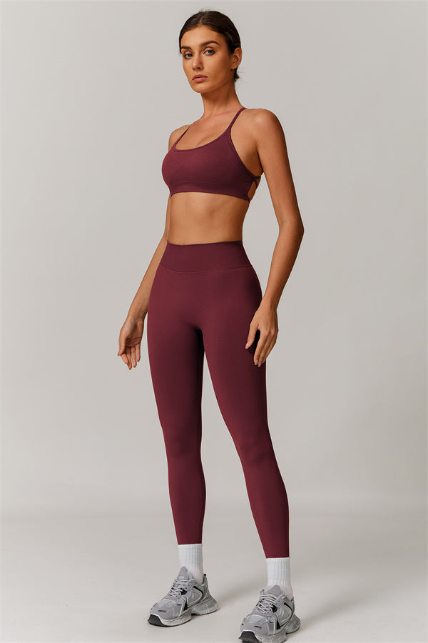 Seamless Cross-Back Sports Bra & Sculpt Legging Set