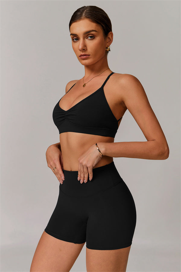 Pleated Crisscross Sports Bra