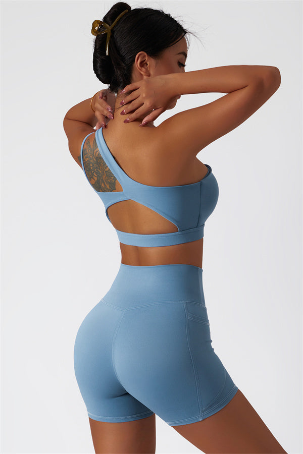 Asymmetrical One-Shoulder Sports Bra