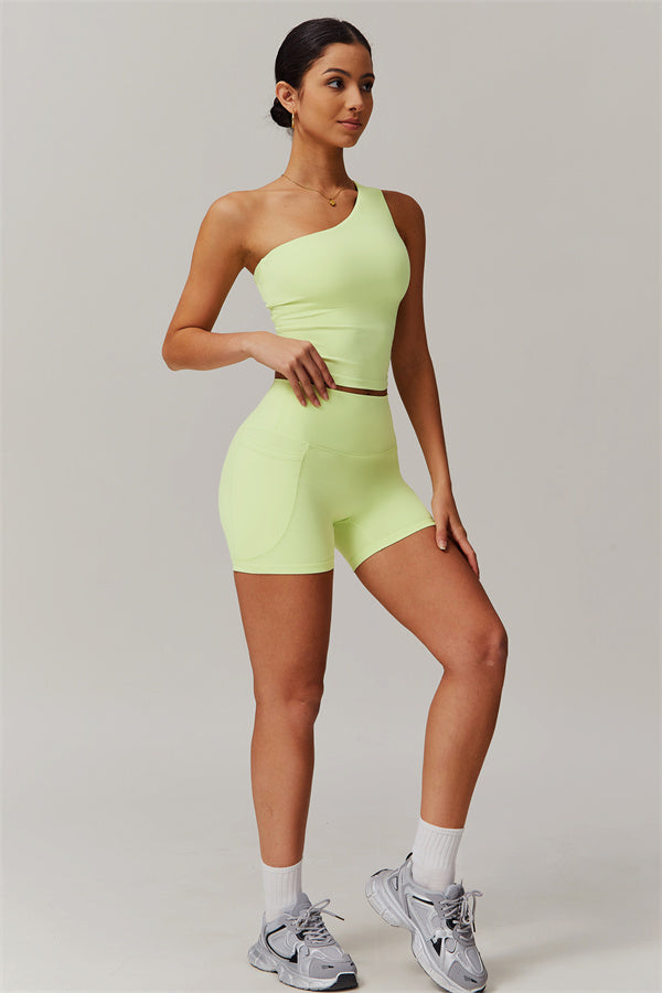 One-Shoulder Crop Top & Shorts Set