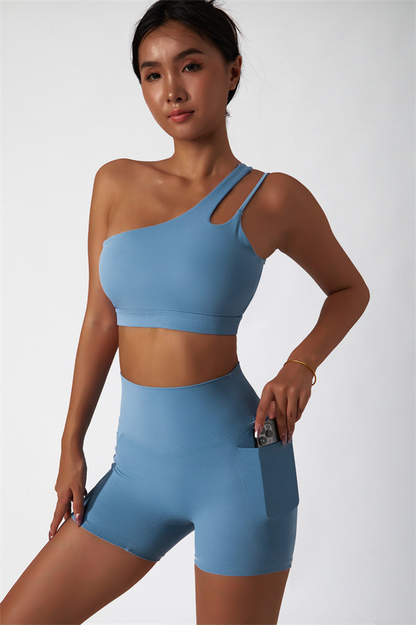 Asymmetrical One-Shoulder Sports Bra