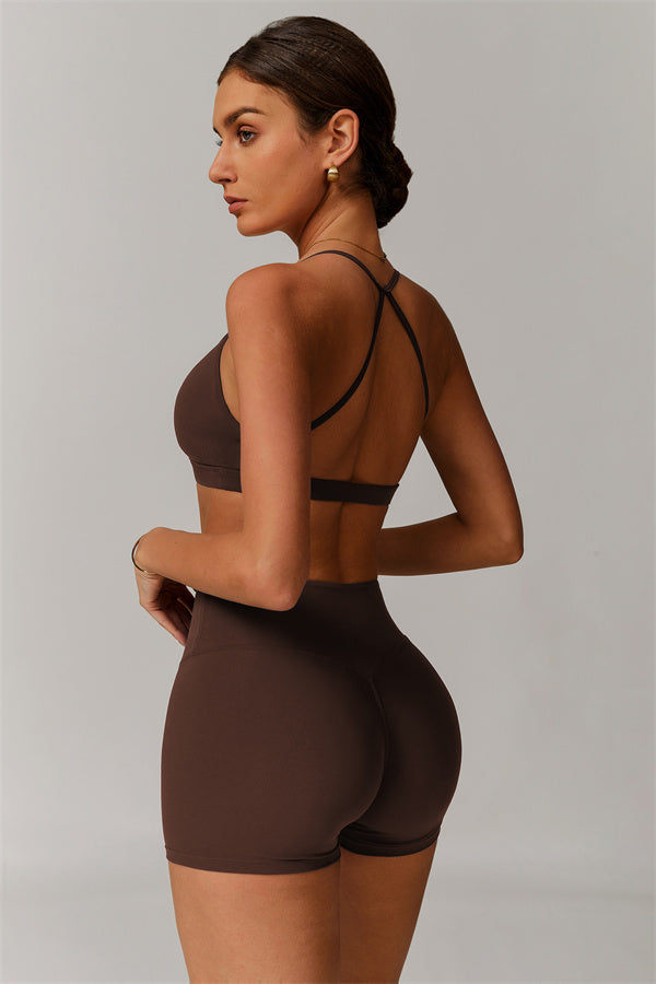 Pleated Crisscross Sports Bra