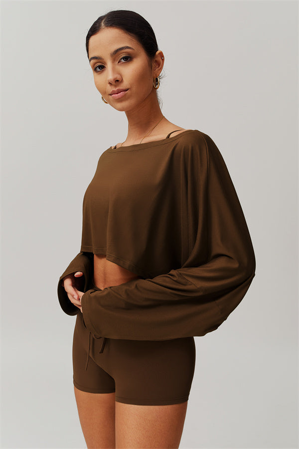 Asymmetrical Off-Shoulder Cropped Pullover
