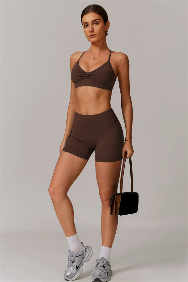 Pleated Crisscross Sports Bra