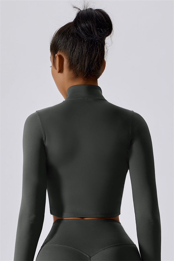 Sleek Stand Collar Zip-Up Jacket