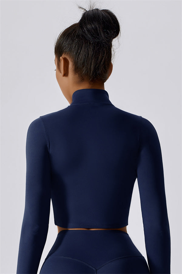 Sleek Stand Collar Zip-Up Jacket